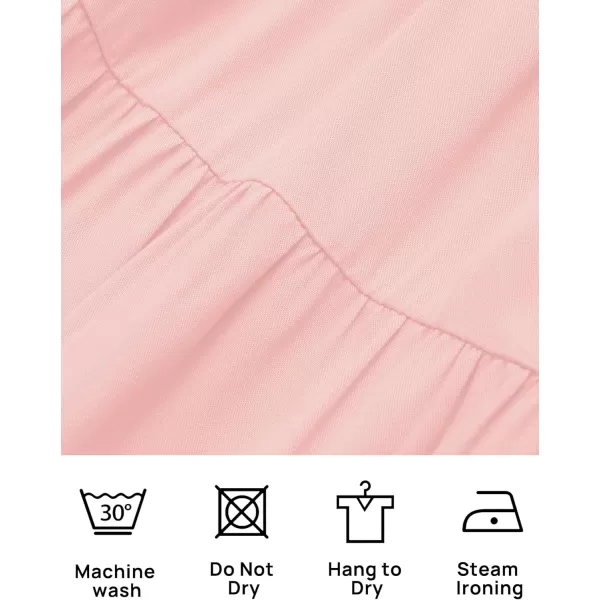 imageZESICA Womens 2024 Sexy Boho Off Shoulder Puff Short Sleeve High Waist Ruffled Flowy A Line Beach Party Midi DressPink
