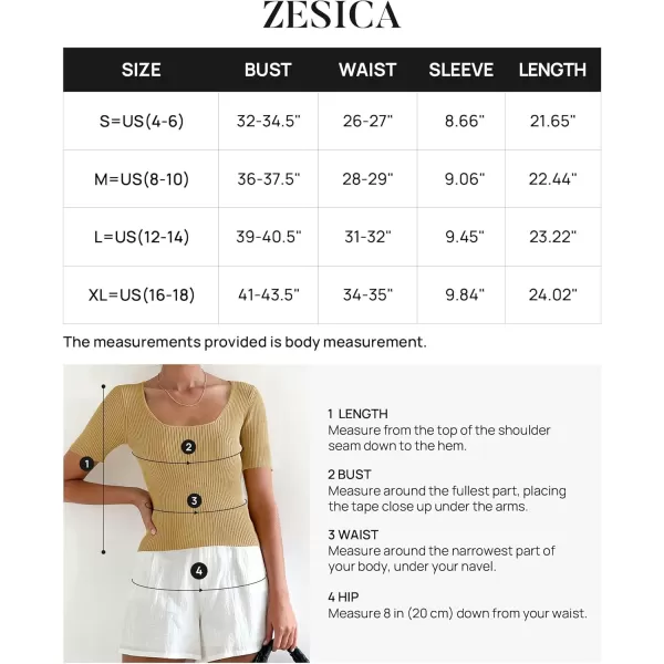 imageZESICA Womens 2024 Short Sleeve Square Neck T Shirts Slim Fitted Summer Ribbed Knit Basic Casual Tee TopsGinger