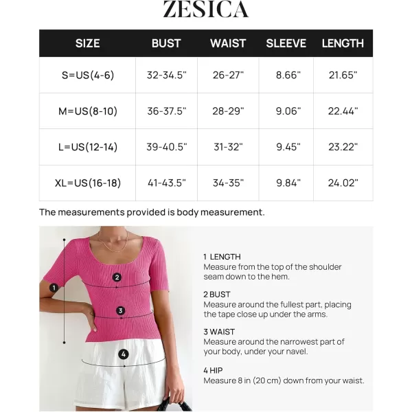 imageZESICA Womens 2024 Short Sleeve Square Neck T Shirts Slim Fitted Summer Ribbed Knit Basic Casual Tee TopsRose