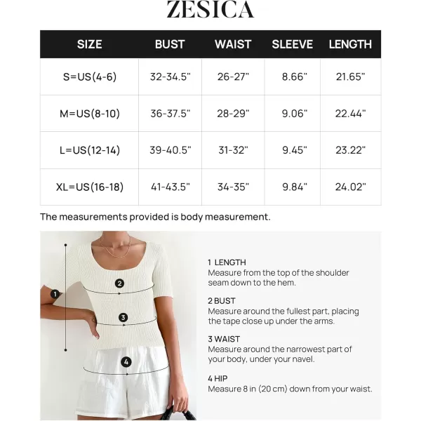 imageZESICA Womens 2024 Short Sleeve Square Neck T Shirts Slim Fitted Summer Ribbed Knit Basic Casual Tee TopsWhite