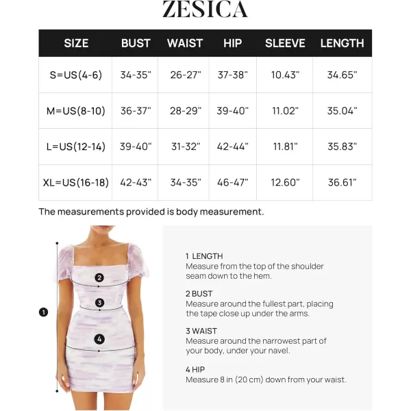 imageZESICA Womens 2024 Summer Short Puff Sleeve Tie Dye Print Ruched Bodycon Cocktail Party Wedding Guest Short Mini Dress