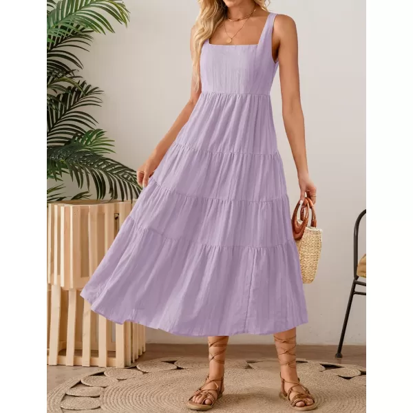imageZESICA Womens 2024 Summer Sleeveless Dress Casual Backless Loose Flowy Tiered Sundress Beach Cover up Tank DressesPurple