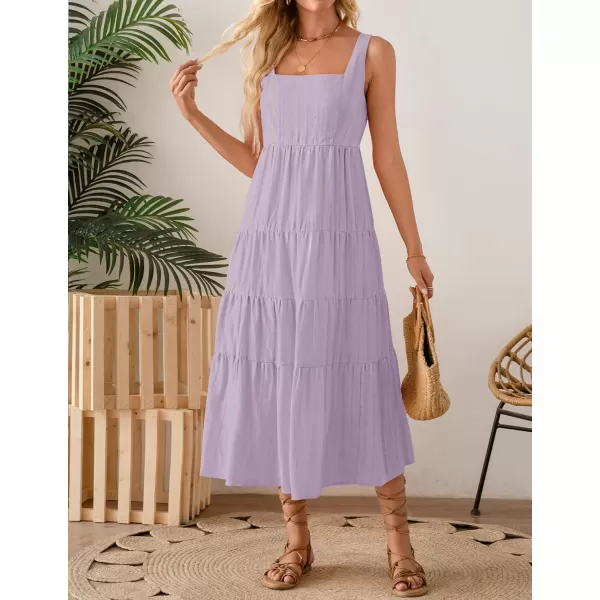imageZESICA Womens 2024 Summer Sleeveless Dress Casual Backless Loose Flowy Tiered Sundress Beach Cover up Tank DressesPurple