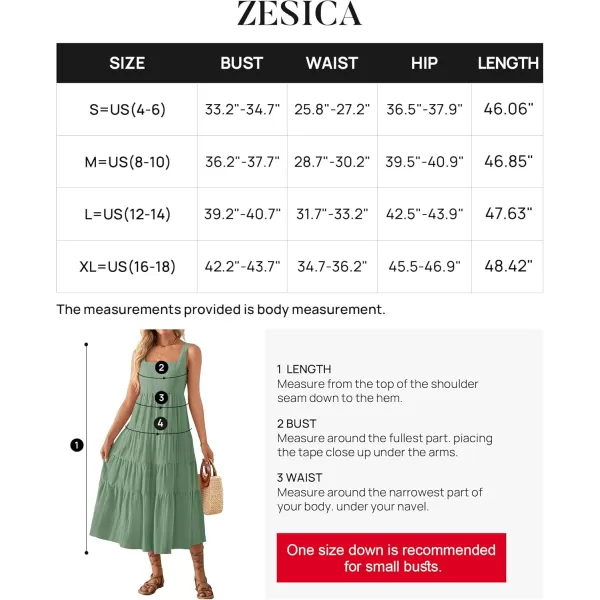 imageZESICA Womens 2024 Summer Sleeveless Dress Casual Backless Loose Flowy Tiered Sundress Beach Cover up Tank DressesSage Green