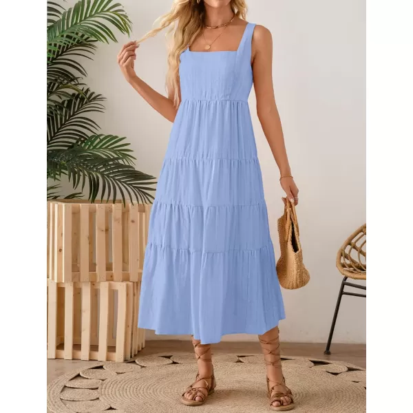 imageZESICA Womens 2024 Summer Sleeveless Dress Casual Backless Loose Flowy Tiered Sundress Beach Cover up Tank DressesSky