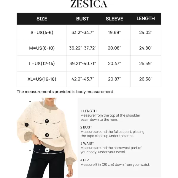 imageZESICA Womens Casual Long Sleeve Crew Neck Pullover 2024 Fall Ribbed Knit Loose Contrast Color Sweater TopsApricot