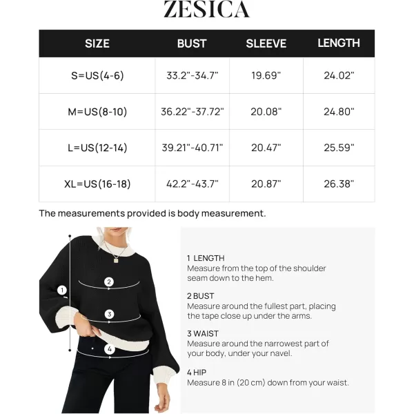 imageZESICA Womens Casual Long Sleeve Crew Neck Pullover 2024 Fall Ribbed Knit Loose Contrast Color Sweater TopsDark