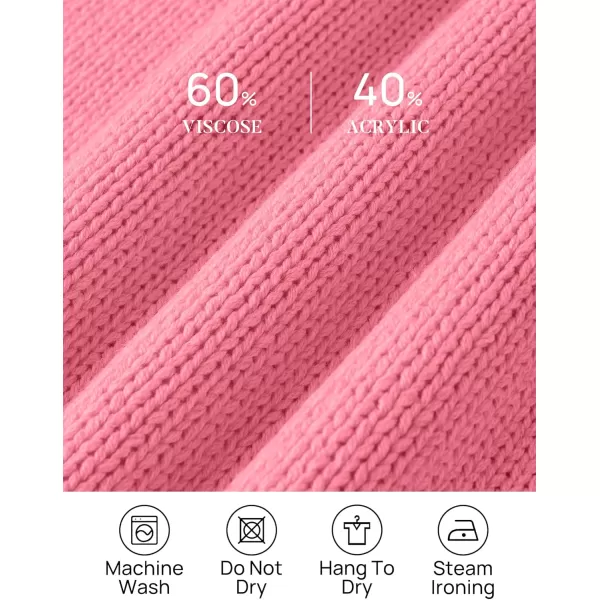 imageZESICA Womens Casual Long Sleeve Crew Neck Pullover 2024 Fall Ribbed Knit Loose Contrast Color Sweater TopsHotpink