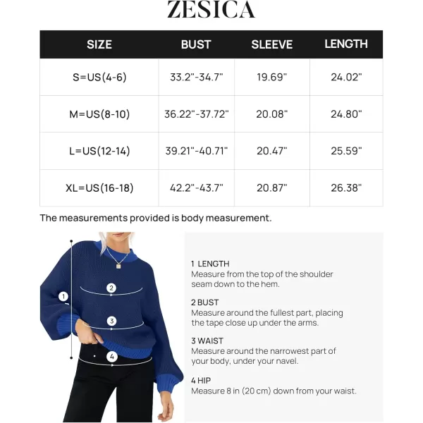 imageZESICA Womens Casual Long Sleeve Crew Neck Pullover 2024 Fall Ribbed Knit Loose Contrast Color Sweater TopsNavy