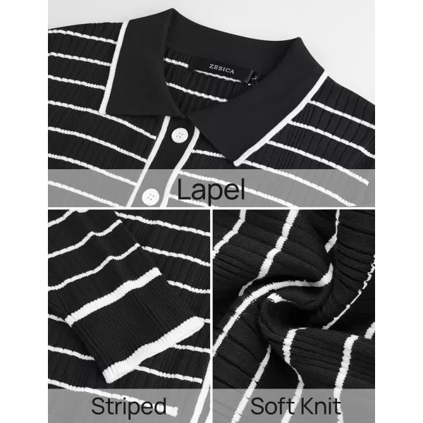 imageZESICA Womens Fall Two Piece Outfits Casual Long Sleeve Striped Sweater Cardigan and Maxi Skirts Matching Lounge SetsBlack