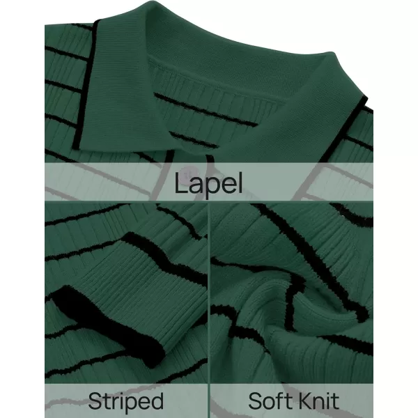 imageZESICA Womens Fall Two Piece Outfits Casual Long Sleeve Striped Sweater Cardigan and Maxi Skirts Matching Lounge SetsDark Green