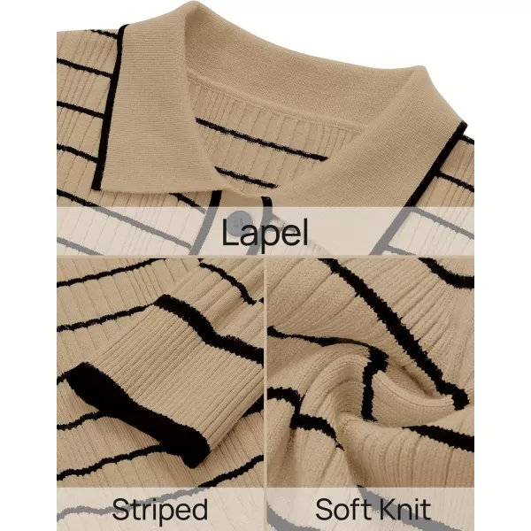 imageZESICA Womens Fall Two Piece Outfits Casual Long Sleeve Striped Sweater Cardigan and Maxi Skirts Matching Lounge SetsKhaki