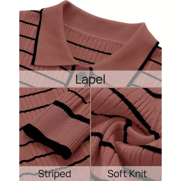 imageZESICA Womens Fall Two Piece Outfits Casual Long Sleeve Striped Sweater Cardigan and Maxi Skirts Matching Lounge SetsRust Red