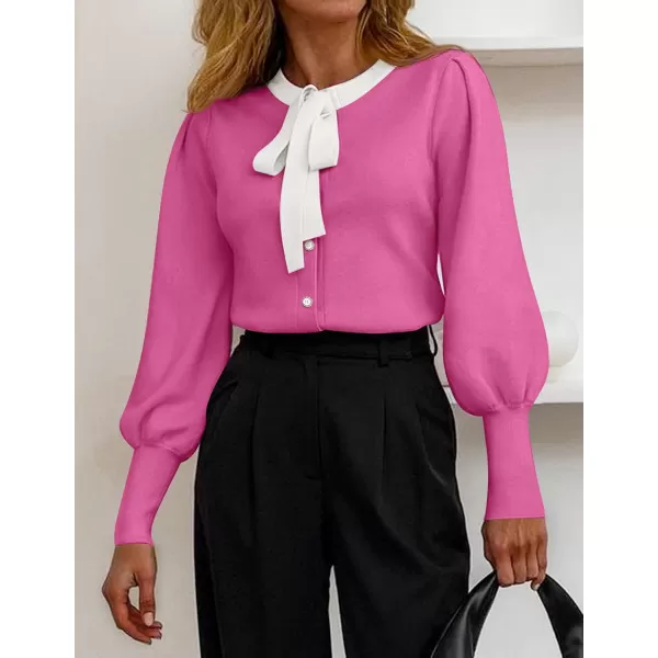 imageZESICA Womens Fall Winter Cardigan Sweaters Long Lantern Sleeve Open Front Button Down Comfy Knitted Outerwear CoatPink