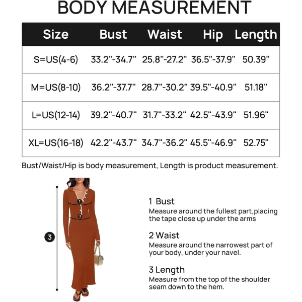 imageZESICA Womens Long Sleeve Sweater Dress 2024 Fall V Neck Ribbed Knit Casual Formal Cocktail Bodycon Maxi DressesRust