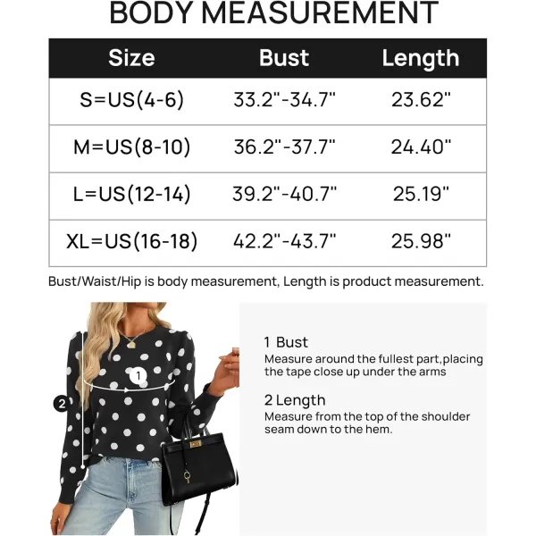 imageZESICA Womens Long Sleeve Sweaters 2024 Fall Crewneck Polka Dots Ribbed Knit Casual Soft Pullover Sweater TopsBlack