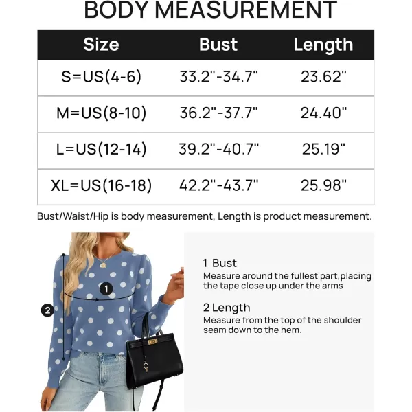 imageZESICA Womens Long Sleeve Sweaters 2024 Fall Crewneck Polka Dots Ribbed Knit Casual Soft Pullover Sweater TopsDusty Blue