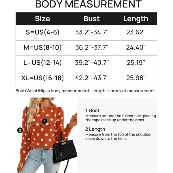 imageZESICA Womens Long Sleeve Sweaters 2024 Fall Crewneck Polka Dots Ribbed Knit Casual Soft Pullover Sweater TopsOrange