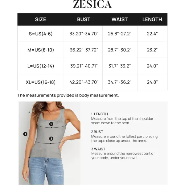 imageZESICA Womens Sleeveless Tank Tops Summer Scoop Neck Ribbed Knit Slim Fitted Casual Basic Tee ShirtsGrey