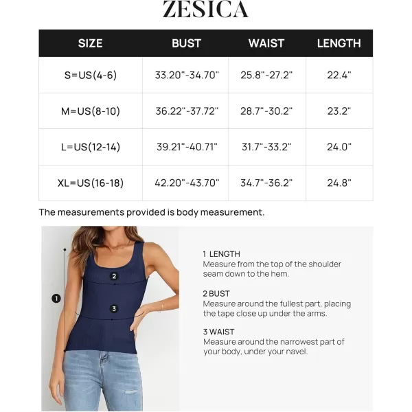 imageZESICA Womens Sleeveless Tank Tops Summer Scoop Neck Ribbed Knit Slim Fitted Casual Basic Tee ShirtsNavy