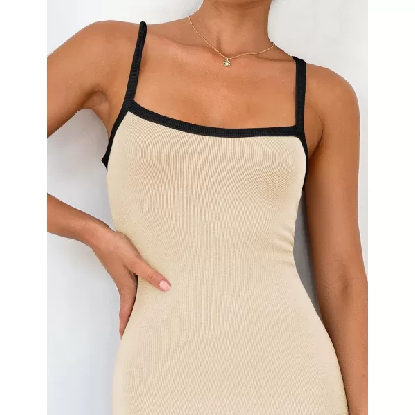 imageZESICA Womens Summer Spaghetti Straps Maxi Dress 2024 Sleeveless Square Neck Lightweight Long Beach DressesApricot