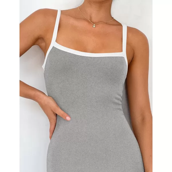 imageZESICA Womens Summer Spaghetti Straps Maxi Dress 2024 Sleeveless Square Neck Lightweight Long Beach DressesGray
