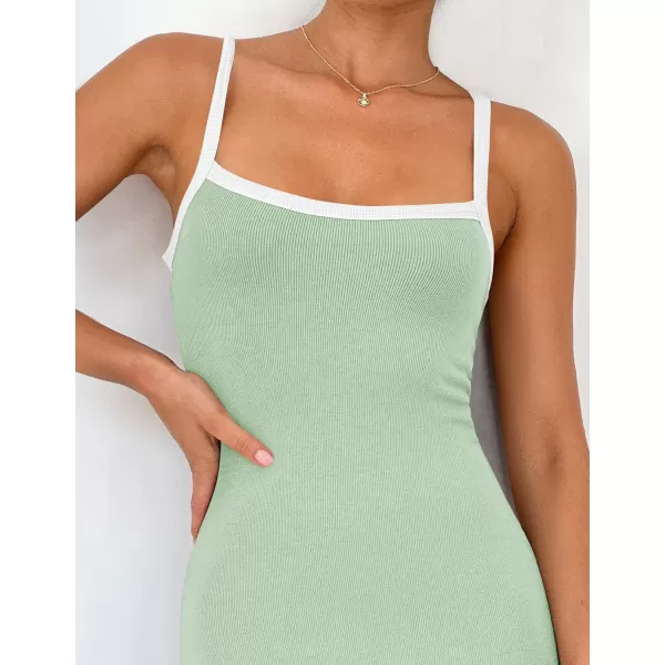 imageZESICA Womens Summer Spaghetti Straps Maxi Dress 2024 Sleeveless Square Neck Lightweight Long Beach DressesGreen