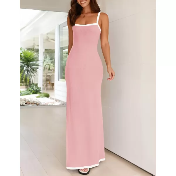 imageZESICA Womens Summer Spaghetti Straps Maxi Dress 2024 Sleeveless Square Neck Lightweight Long Beach DressesPink
