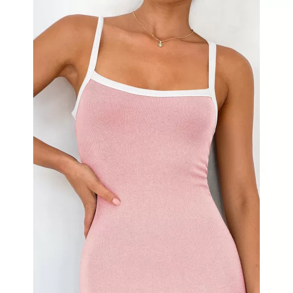imageZESICA Womens Summer Spaghetti Straps Maxi Dress 2024 Sleeveless Square Neck Lightweight Long Beach DressesPink