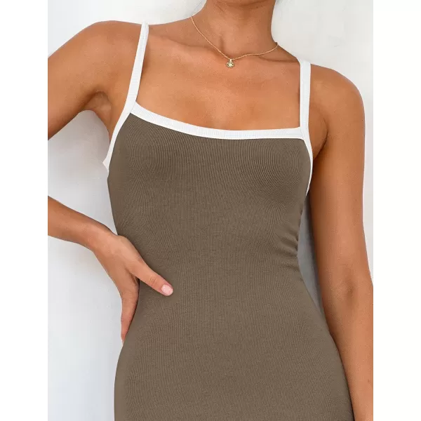 imageZESICA Womens Summer Spaghetti Straps Maxi Dress 2024 Sleeveless Square Neck Lightweight Long Beach DressesTaupe