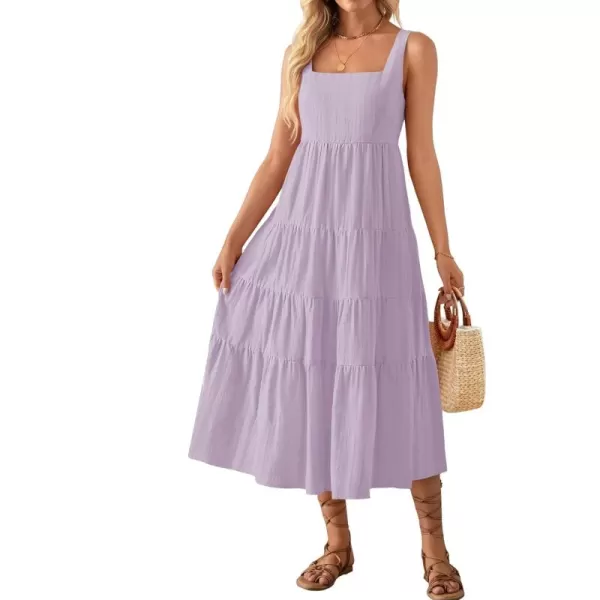 imageZESICA Womens 2024 Summer Sleeveless Dress Casual Backless Loose Flowy Tiered Sundress Beach Cover up Tank DressesPurple