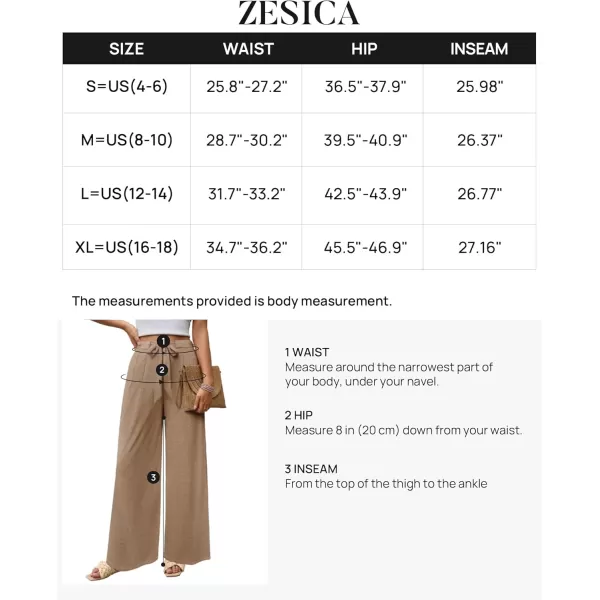 imageZESICA Womens 2024 Fall Knit Wide Leg Pajama Pants High Waist Adjustable Knot Loose Casual Flowy Long Trousers with PocketsBrown