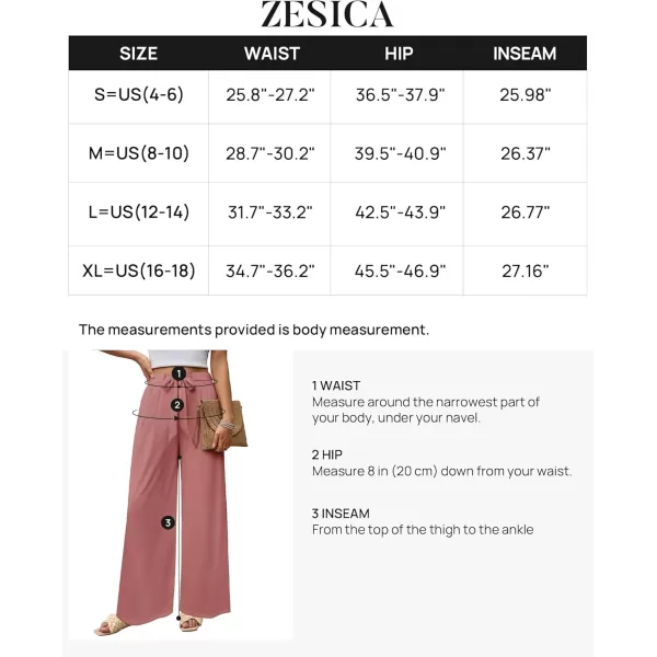 imageZESICA Womens 2024 Fall Knit Wide Leg Pajama Pants High Waist Adjustable Knot Loose Casual Flowy Long Trousers with PocketsDirty Pink