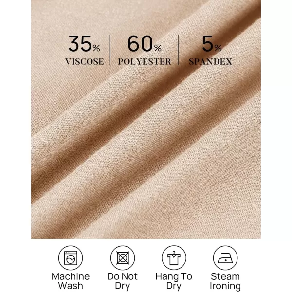 imageZESICA Womens 2024 Fall Long Sleeve Dress Crewneck Casual Loose Pleated Tiered Swing Midi Dresses with PocketsApricot