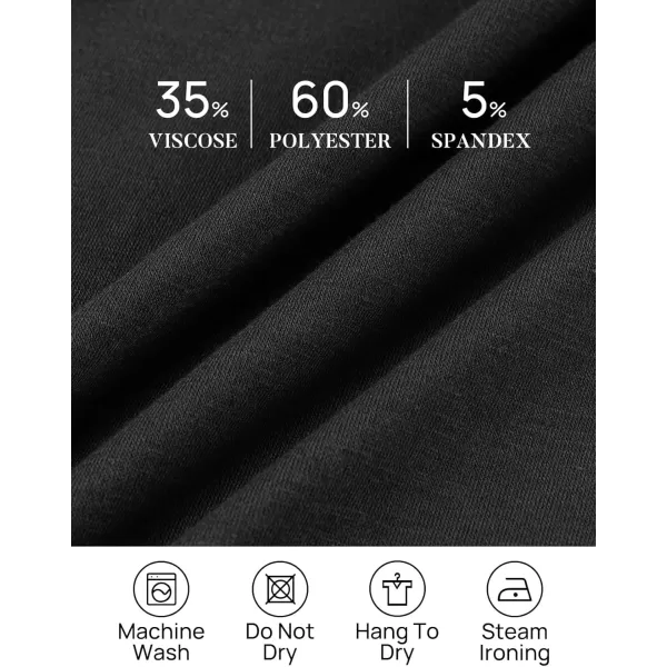 imageZESICA Womens 2024 Fall Long Sleeve Dress Crewneck Casual Loose Pleated Tiered Swing Midi Dresses with PocketsBlack