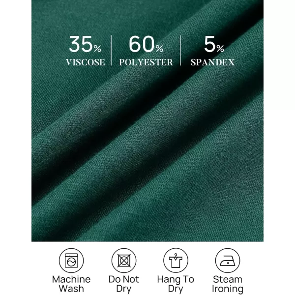 imageZESICA Womens 2024 Fall Long Sleeve Dress Crewneck Casual Loose Pleated Tiered Swing Midi Dresses with PocketsDarkgreen