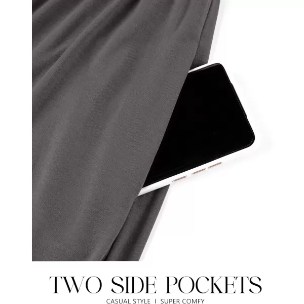 imageZESICA Womens 2024 Fall Long Sleeve Dress Crewneck Casual Loose Pleated Tiered Swing Midi Dresses with PocketsDarkgrey