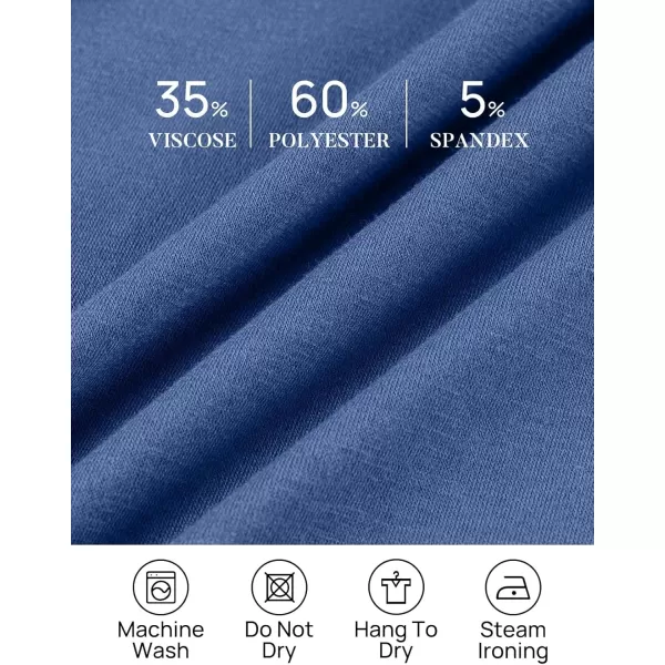 imageZESICA Womens 2024 Fall Long Sleeve Dress Crewneck Casual Loose Pleated Tiered Swing Midi Dresses with PocketsDustyblue