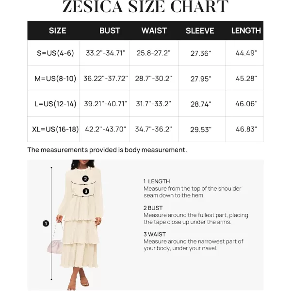 imageZESICA Womens 2024 Long Sleeve Crew Neck Ruffle Tiered Layered Chiffon Flowy Swing Long Midi DressApricot