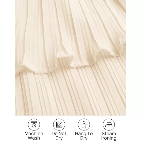 imageZESICA Womens 2024 Long Sleeve Crew Neck Ruffle Tiered Layered Chiffon Flowy Swing Long Midi DressApricot