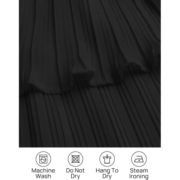 imageZESICA Womens 2024 Long Sleeve Crew Neck Ruffle Tiered Layered Chiffon Flowy Swing Long Midi DressBlack