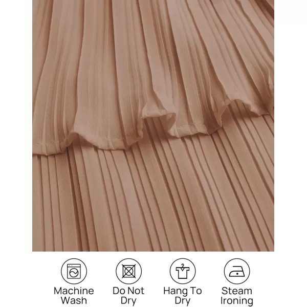 imageZESICA Womens 2024 Long Sleeve Crew Neck Ruffle Tiered Layered Chiffon Flowy Swing Long Midi DressKhaki