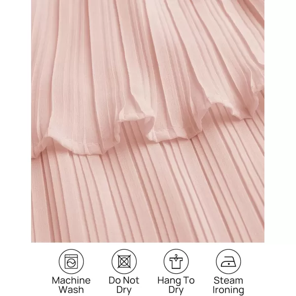 imageZESICA Womens 2024 Long Sleeve Crew Neck Ruffle Tiered Layered Chiffon Flowy Swing Long Midi DressPink