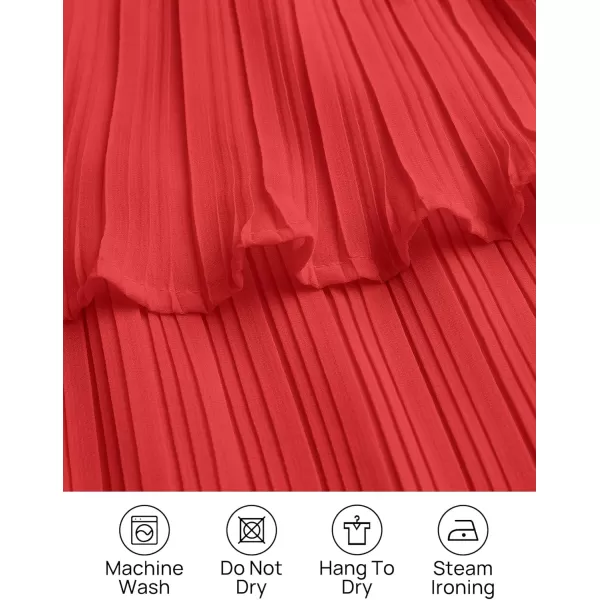 imageZESICA Womens 2024 Long Sleeve Crew Neck Ruffle Tiered Layered Chiffon Flowy Swing Long Midi DressWatermelon