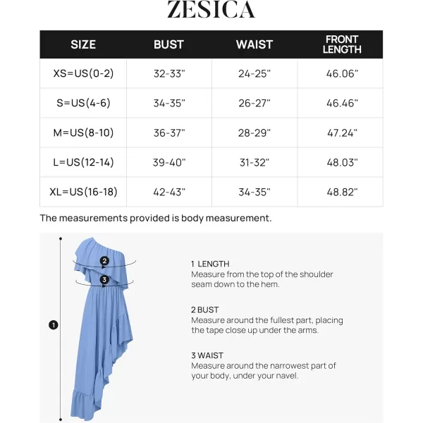 imageZESICA Womens 2024 Summer Boho One Shoulder Sleeveless Ruffle Asymmetrical High Low Flowy Prom Gown Wedding Long DressDustyblue