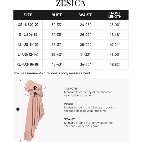 imageZESICA Womens 2024 Summer Boho One Shoulder Sleeveless Ruffle Asymmetrical High Low Flowy Prom Gown Wedding Long DressPink
