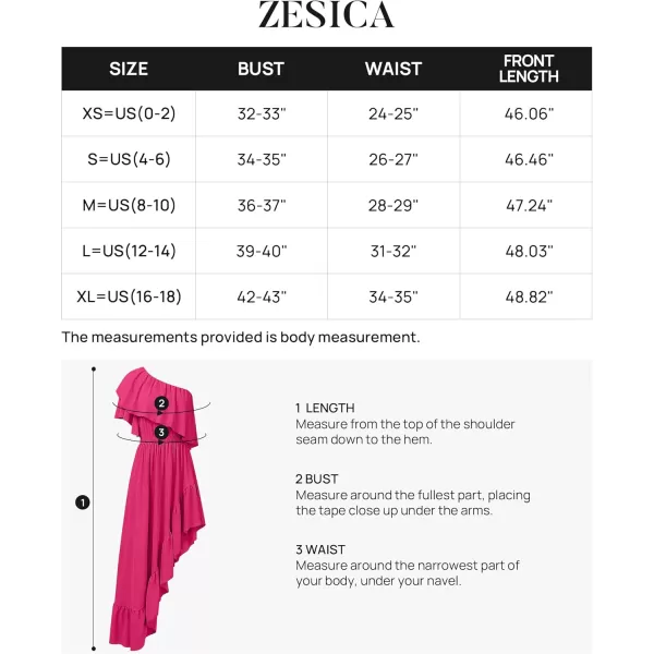 imageZESICA Womens 2024 Summer Boho One Shoulder Sleeveless Ruffle Asymmetrical High Low Flowy Prom Gown Wedding Long DressRose