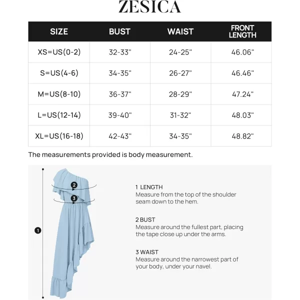 imageZESICA Womens 2024 Summer Boho One Shoulder Sleeveless Ruffle Asymmetrical High Low Flowy Prom Gown Wedding Long DressSkyblue