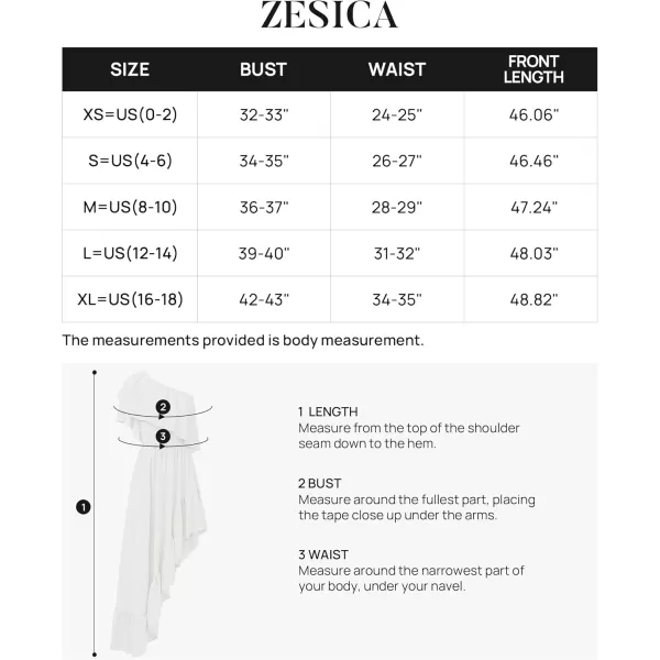 imageZESICA Womens 2024 Summer Boho One Shoulder Sleeveless Ruffle Asymmetrical High Low Flowy Prom Gown Wedding Long DressWhite