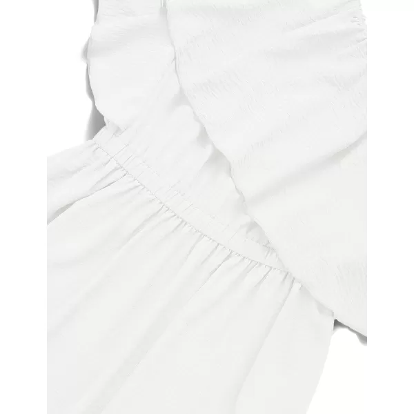 imageZESICA Womens 2024 Summer Boho One Shoulder Sleeveless Ruffle Asymmetrical High Low Flowy Prom Gown Wedding Long DressWhite